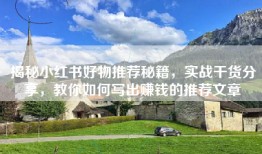 揭秘小红书好物推荐秘籍，实战干货分享，教你如何写出赚钱的推荐文章
