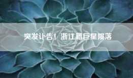 突发讣告！浙江籍巨星陨落