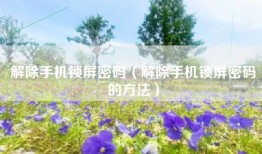 解除手机锁屏密码（解除手机锁屏密码的方法）