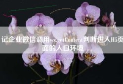 记企业微信调用wx.getContent判断进入H5页面的入口环境