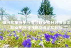 微信鸿蒙原生应用谁有资格开启微信鸿蒙原生应用内测邀请受众分析
