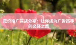 竞价推广实战分享：让你成为广告高手的必经之路