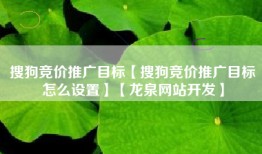 搜狗竞价推广目标【搜狗竞价推广目标怎么设置】【龙泉网站开发】