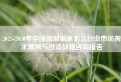 2025-2030年中国新型烟草制品行业市场需求预测与投资战略咨询报告