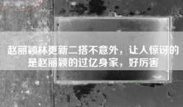 赵丽颖林更新二搭不意外，让人惊讶的是赵丽颖的过亿身家，好厉害