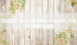 百度推广是什么意思呢怎么赚钱的_百度推广真的有用吗