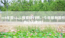 2020年度Google搜索排行榜，今年都有哪些热门关键词！