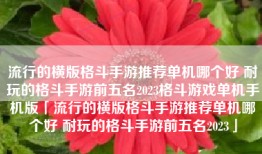 流行的横版格斗手游推荐单机哪个好 耐玩的格斗手游前五名2023格斗游戏单机手机版「流行的横版格斗手游推荐单机哪个好 耐玩的格斗手游前五名2023」