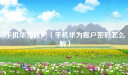 手机华为账户（手机华为账户密码怎么解）