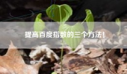 提高百度指数的三个方法！