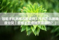 智能手机测噪声靠谱吗？手机怎么测噪音分贝「智能手机测噪声靠谱吗？」
