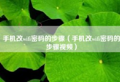 手机改wifi密码的步骤（手机改wifi密码的步骤视频）