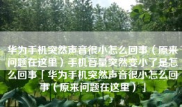 华为手机突然声音很小怎么回事（原来问题在这里）手机音量突然变小了是怎么回事「华为手机突然声音很小怎么回事（原来问题在这里）」
