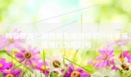网警提醒：微信朋友圈诱导用户分享等违规行为将封号