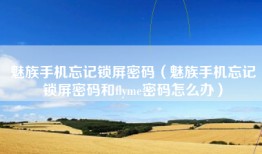魅族手机忘记锁屏密码（魅族手机忘记锁屏密码和flyme密码怎么办）