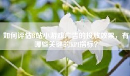如何评估B站小游戏广告的投放效果，有哪些关键的KPI指标？