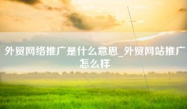 外贸网络推广是什么意思_外贸网站推广怎么样