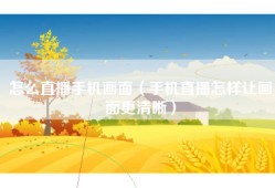 怎么直播手机画面（手机直播怎样让画面更清晰）