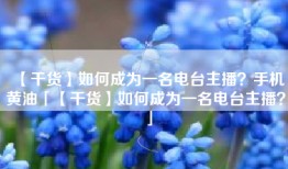 【干货】如何成为一名电台主播？手机黄油「【干货】如何成为一名电台主播？」
