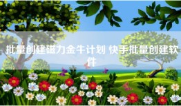 批量创建磁力金牛计划 快手批量创建软件