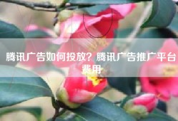 腾讯广告如何投放？腾讯广告推广平台费用