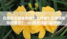 百度珠宝直播权限怎么开通？百度珠宝报白要求？  2024技术攻略!(超好用)