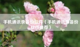 手机通讯录备份软件（手机通讯录备份软件推荐）