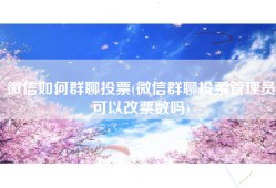 微信如何群聊投票(微信群聊投票管理员可以改票数吗)