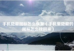 手机隐藏图标怎么恢复（手机里隐藏的图标怎么找回来）