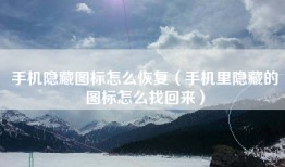 手机隐藏图标怎么恢复（手机里隐藏的图标怎么找回来）