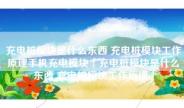 充电桩模块是什么东西 充电桩模块工作原理手机充电模块「充电桩模块是什么东西 充电桩模块工作原理」