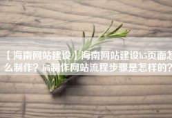 【海南网站建设】海南网站建设h5页面怎么制作？h5制作网站流程步骤是怎样的？