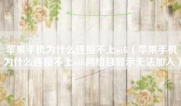 苹果手机为什么连接不上wifi（苹果手机为什么连接不上wifi网络且显示无法加入）