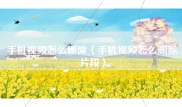 手机视频怎么删除（手机视频怎么删除片段）