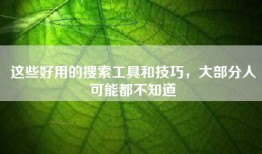 这些好用的搜索工具和技巧，大部分人可能都不知道