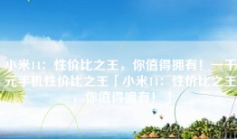 小米14：性价比之王，你值得拥有！一千元手机性价比之王「小米14：性价比之王，你值得拥有！」