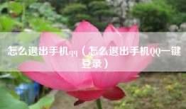 怎么退出手机qq（怎么退出手机QQ一键登录）