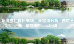 竞价推广优化细则：关键词分析+创意分析+难题解析-sem培训