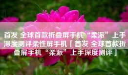 首发 全球首款折叠屏手机“柔派”上手深度测评柔性屏手机「首发 全球首款折叠屏手机“柔派”上手深度测评」