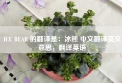 ICE BEAR 的翻译是：冰熊 中文翻译英文意思，翻译英语