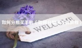 如何分期买手机（如何分期买手机教程）