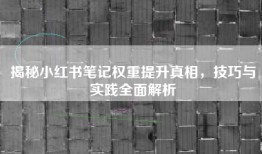揭秘小红书笔记权重提升真相，技巧与实践全面解析
