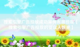搜索引擎广告投放成功案例有哪些呢【搜索引擎广告投放的受众人数是】