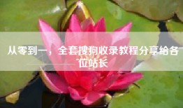 从零到一，全套搜狗收录教程分享给各位站长