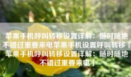 苹果手机呼叫转移设置详解：随时随地不错过重要来电苹果手机设置呼叫转移「苹果手机呼叫转移设置详解：随时随地不错过重要来电」