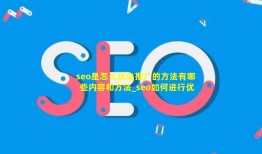 seo是怎么优化推广的方法有哪些内容和方法_seo如何进行优化