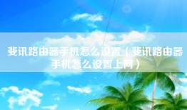 斐讯路由器手机怎么设置（斐讯路由器手机怎么设置上网）