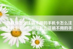 一招教你怎么注销不用的手机卡怎么注销手机卡「一招教你怎么注销不用的手机卡」