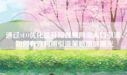 通过SEO优化提升短视频网页入口引流，如何有效利用引流策略增加曝光