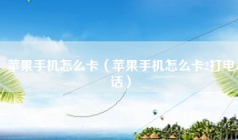 苹果手机怎么卡（苹果手机怎么卡2打电话）